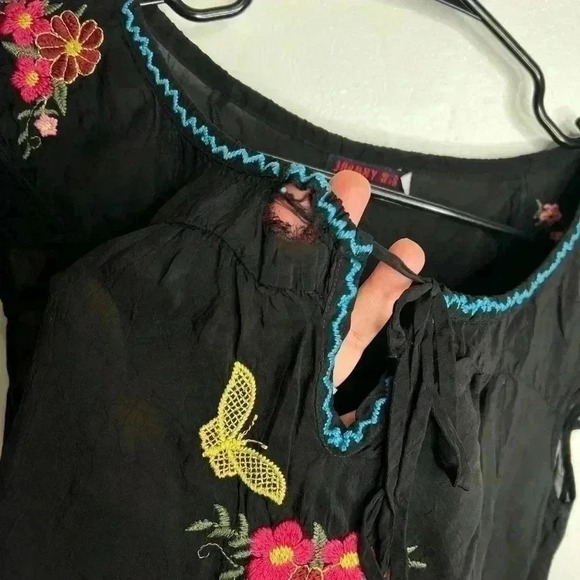 Johnny Was Sheer Embroidered Floral Top Size Small - Picture 5 of 9